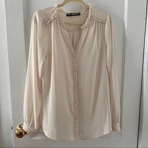 Karl lagerfeld cream pearl button blouse size L